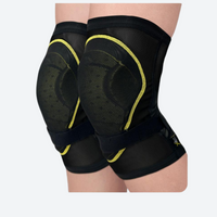
                  
                    Padded protection shorts and knee guards - black yellow impact protection knee pad on legs, for freestyle trick practice
                  
                