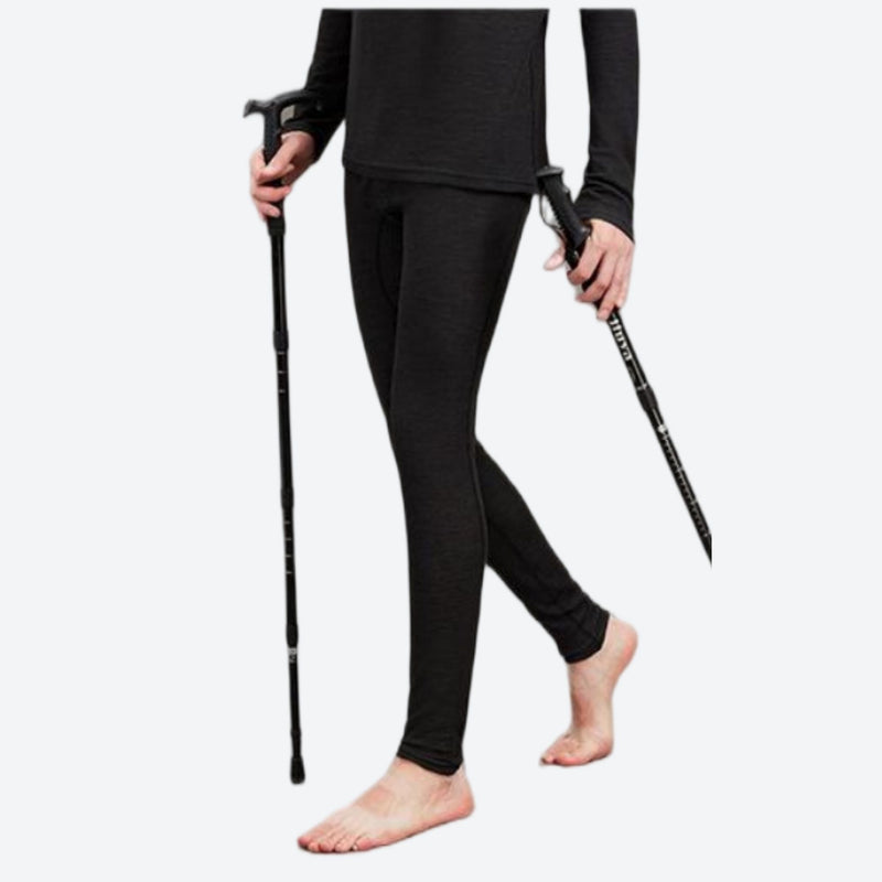 Merino wool compression base layer suit - black merino compression base layer suit, for skiing and snowboarding