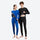 Merino wool compression base layer suit - blue and black merino compression suit couple, for layering under ski wear