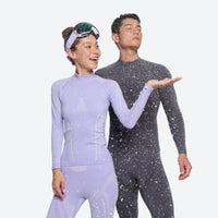 
                  
                    Breathable merino compression top and pants set - lavender and gray merino compression suit couple
                  
                