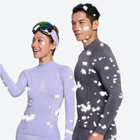 
                  
                    Warm merino wool baselayer suit for snow sports - lavender and gray merino compression suit couple, for winter snow sports
                  
                