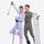 Breathable merino compression top and pants set - lavender and gray merino compression suit couple, for cold-weather training