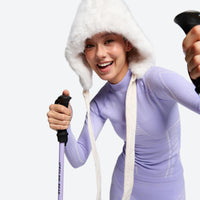
                  
                    Breathable merino compression top and pants set - lavender merino compression base layer suit on women
                  
                