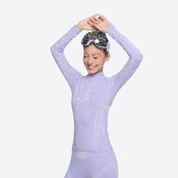 
                  
                    Merino wool compression base layer suit - lavender merino compression base layer suit on women, for winter snow sports
                  
                