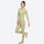 Warm merino wool baselayer suit for snow sports - khaki merino compression base layer suit on women, one-leg standing view