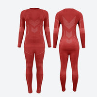
                  
                    Breathable merino compression top and pants set - red merino compression base layer suit, for layering under ski wear
                  
                