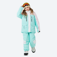 
                  
                    Kids waterproof 2L colorblock snow jacket and pants - mint white colorblock kids jacket with mint pants
                  
                