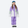 Kids breathable 2-layer ski suit with gaiters - purple white colorblock kids jacket with purple pants, on-model front view