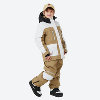 
                  
                    Kids colorblock snowboard jacket and pants set - tan white colorblock kids jacket with tan pants
                  
                