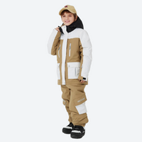 
                  
                    Kids waterproof 2L colorblock snow jacket and pants - tan white colorblock kids jacket with tan pants
                  
                