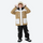 Kids waterproof 2L colorblock snow jacket and pants - tan white colorblock kids jacket with black pants