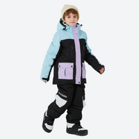 
                  
                    Kids colorblock snowboard jacket and pants set - blue black lavender colorblock kids jacket with black pants
                  
                