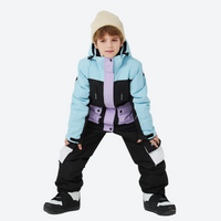 
                  
                    Kids breathable 2-layer ski suit with gaiters - blue black lavender colorblock kids jacket with black pants 4
                  
                