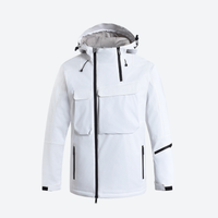 
                  
                    Kids breathable 2-layer ski suit with cargo pockets - white kids jacket, jacket front product view, for family resort trips
                  
                