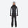 Women's one-piece snowboard suit with waist belt - black white one-piece snow suit, for resort and backcountry days