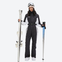 
                  
                    Women's waterproof one-piece snow suit - black white one-piece snow suit, for powder and piste riding
                  
                