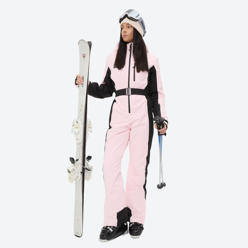 Women's waterproof one-piece snow suit - pink black one-piece snow suit, for cold-weather winter sports