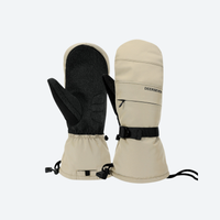
                  
                    Insulated kevlar ski mittens for cold days - beige and black kevlar snow mittens, pair back view, for skiing and snowboarding
                  
                