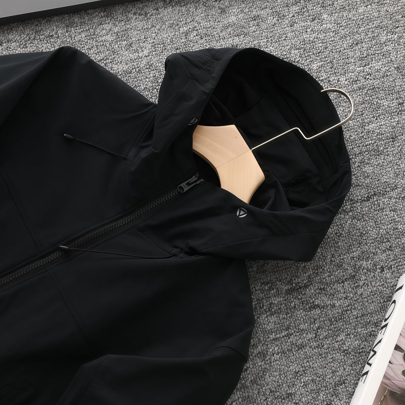 Men's lightweight stretch softshell jacket - black softshell jacket, for camping and outdoor wear