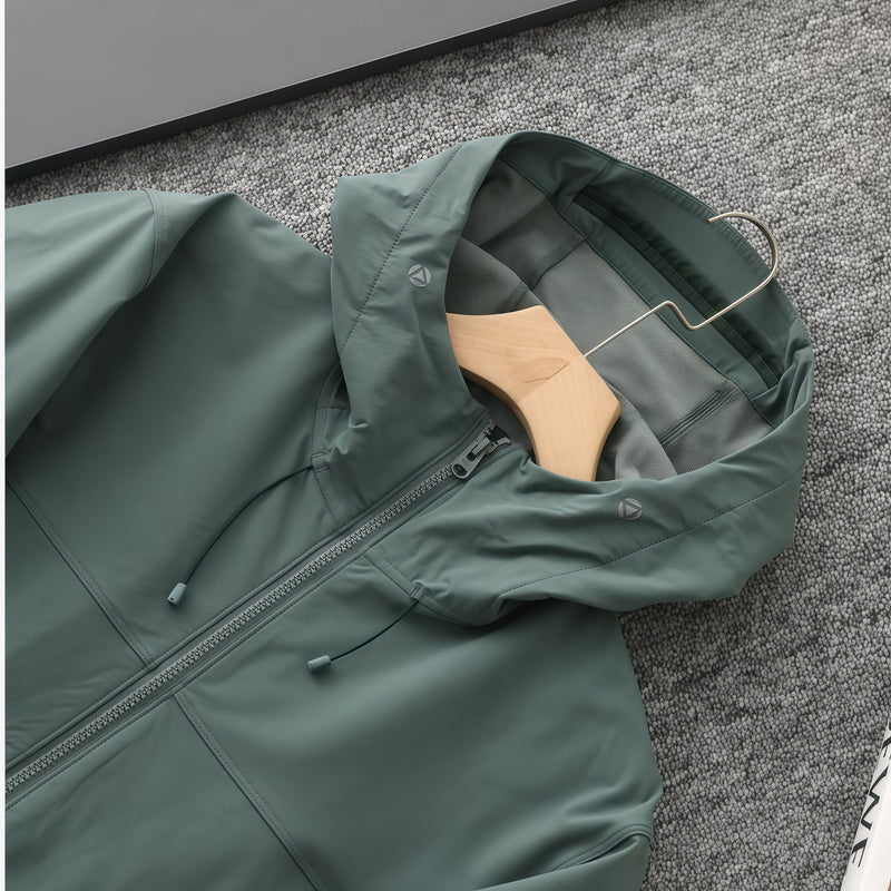 Men's lightweight stretch softshell jacket - green softshell jacket, for hiking and trekking