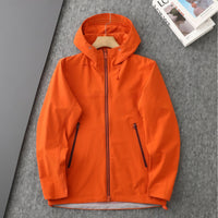 
                  
                    Women's breathable softshell outdoor jacket - orange softshell jacket, flat lay front view, for light rain protection
                  
                
