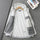 Men's waterproof softshell jacket - white gray softshell jacket, flat lay front view on hanger, for spring and autumn layers