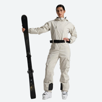 
                  
                    Women's 3L one-piece ski suit with hood - cream white 3l one-piece ski suit on women, for snow sports weekends
                  
                