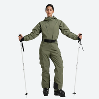 
                  
                    Women's belted one-piece ski suit for resort - olive 3l one-piece ski suit on women, for winter mountain trips
                  
                