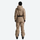 Women's 3L one-piece ski suit with hood - khaki 3l one-piece ski suit on women, back standing view, for resort ski days