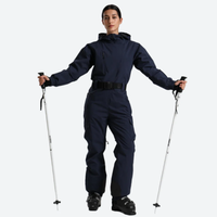 
                  
                    Women's 3L one-piece ski suit with hood - navy 3l one-piece ski suit on women, for skiing and snowboarding
                  
                