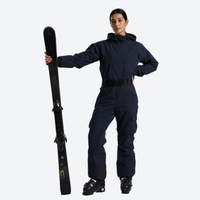 
                  
                    Women's 3L one-piece ski suit with hood - navy 3l one-piece ski suit on women, 3l fabric blocks wind and wet
                  
                
