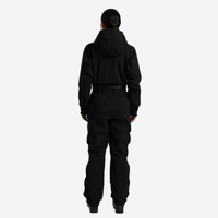 
                  
                    Women's 3L one-piece ski suit with hood - black 3l one-piece ski suit on women, back standing view, for resort ski days
                  
                