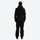Women's 3L one-piece ski suit with hood - black 3l one-piece ski suit on women, back standing view, for resort ski days
