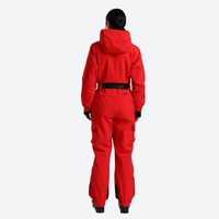 
                  
                    Women's 3L one-piece ski suit with hood - red 3l one-piece ski suit on women, back standing view, for winter mountain trips
                  
                