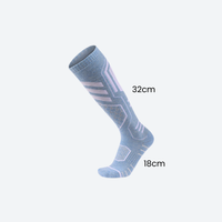 
                  
                    Breathable knee-high merino ski socks - light blue compression merino ski socks, for winter snow sports
                  
                