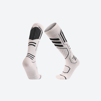 
                  
                    Breathable knee-high merino ski socks - compression merino ski socks, pair view in white black, for winter snow sports
                  
                