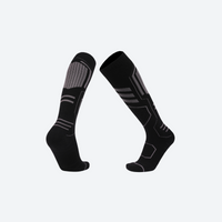 
                  
                    Cushioned compression socks for snow sports - black gray compression merino ski socks, pair view, for cold-weather training
                  
                