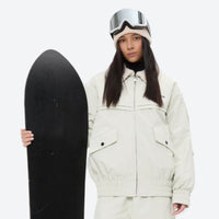 
                  
                    Unisex 3-layer snowboard jacket and pants - white jacket, for powder days and winter commute
                  
                