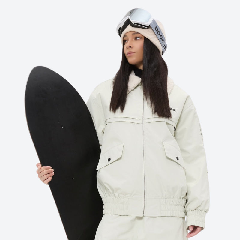 Unisex waterproof 3L snow jacket and pants series - white jacket, for cold-weather winter sports