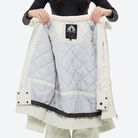 
                  
                    Unisex 3-layer snowboard jacket and pants - white jacket, interior lining open flat detail, for resort and street wear
                  
                