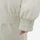 Sherpa collar breathable ski jacket set - white jacket, cuff elastic close-up with hand, sherpa fleece collar