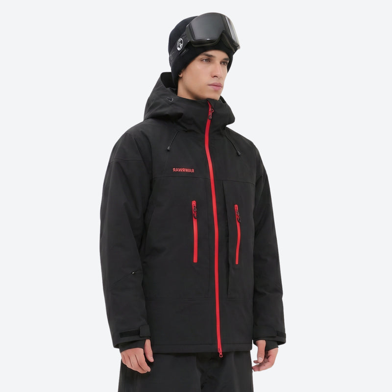 Men's breathable ski jacket with quilted lining - black jacket, for powder and piste riding