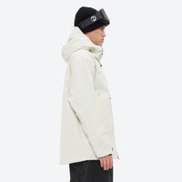 
                  
                    Men's waterproof 3L snow jacket and pants series - white jacket, on-model side view, for cold-weather winter sports
                  
                