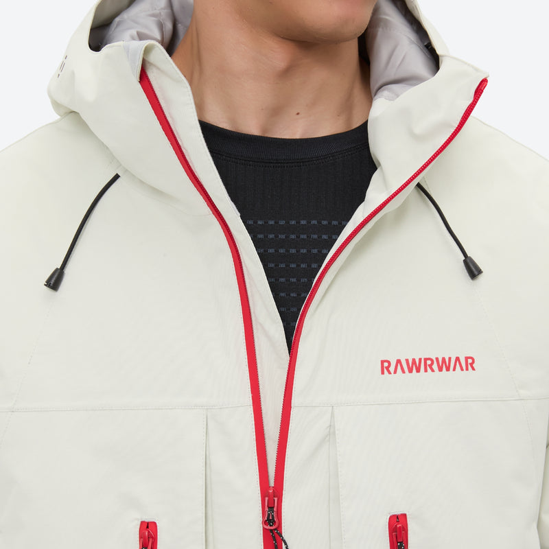 Unisex waterproof 3L snow jacket and pants series - white jacket, for resort and backcountry days