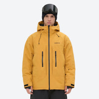 
                  
                    Men's breathable ski jacket with quilted lining - mustard yellow jacket, on-model front view, for skiing and snowboarding
                  
                