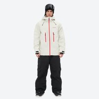 
                  
                    Men's 3-layer snowboard jacket and pants - white jacket with black pants, for cold-weather winter sports
                  
                