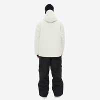 
                  
                    Men's 3-layer snowboard jacket and pants - white jacket with black pants, on-model back view, for powder and piste riding
                  
                