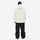 Men's 3-layer snowboard jacket and pants - white jacket with black pants, on-model back view, for powder and piste riding