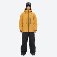 
                  
                    Men's waterproof 3L snow jacket and pants series - mustard yellow jacket with black pants, for powder and piste riding
                  
                