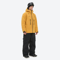 
                  
                    Men's breathable ski jacket with quilted lining - mustard yellow jacket with black pants, for cold-weather winter sports
                  
                